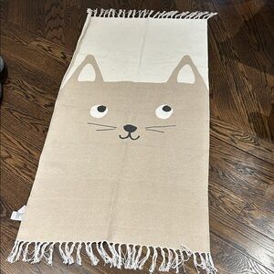 Cat Face Decorative Rug - Beige Cream